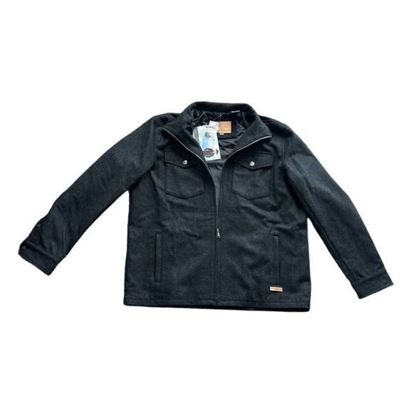 Powder River Outfitters Men’s Wool Zipper Black Jacket with Front Pockets - Picture 2 of 11